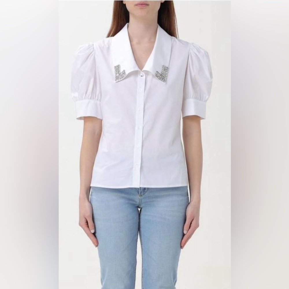 Jason Wu Cotton White Puff Sleeve Button Down Shirt
